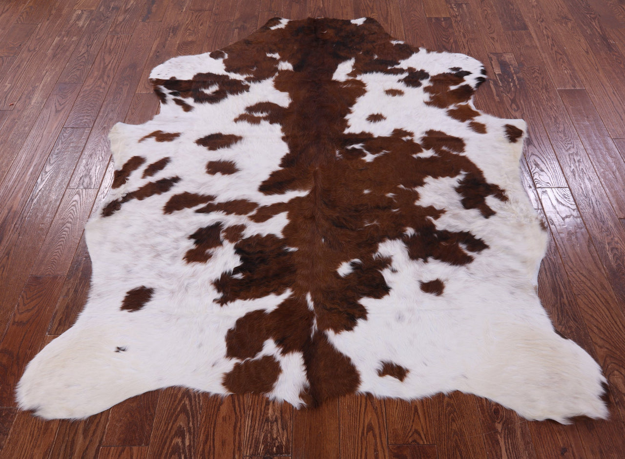 Brown & White Natural Cowhide Rug - Large 6'7"H x 5'7"W