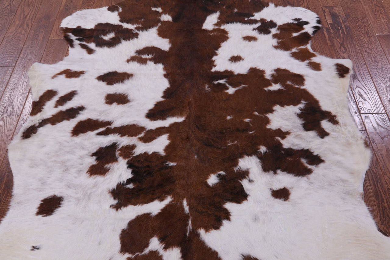 Brown & White Natural Cowhide Rug - Large 6'7"H x 5'7"W