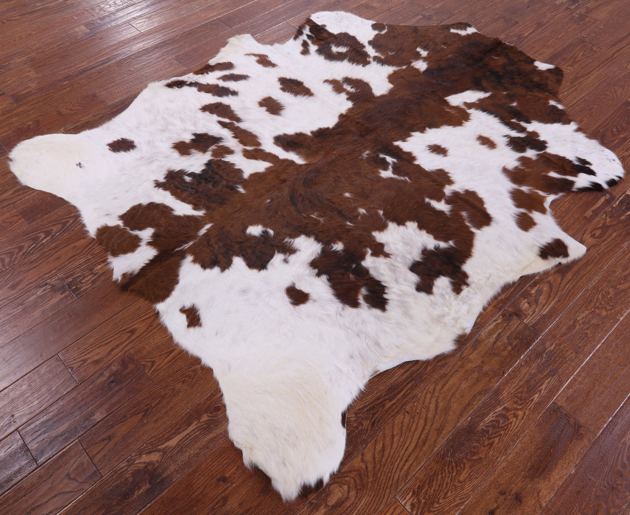 Brown & White Natural Cowhide Rug - Large 6'7"H x 5'7"W