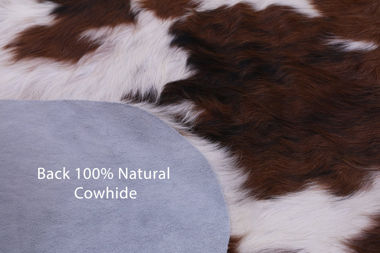 Brown & White Natural Cowhide Rug - Large 6'7"H x 5'7"W