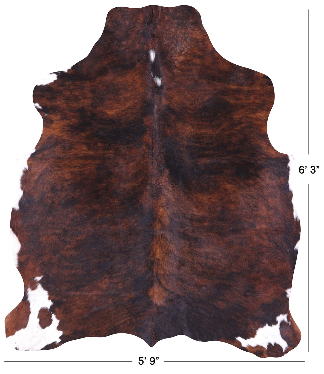 Brindle Tricolor Natural Cowhide Rug - Medium 6'3"H x 5'9"W