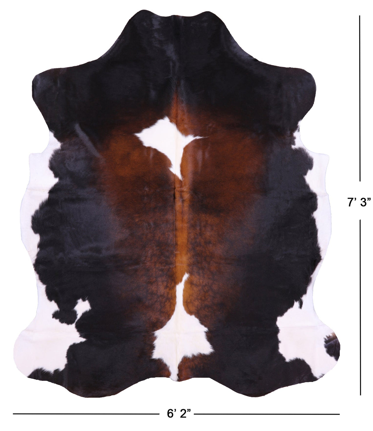 Tricolor Natural Cowhide Rug - Large 7'3"H x 6'2"W