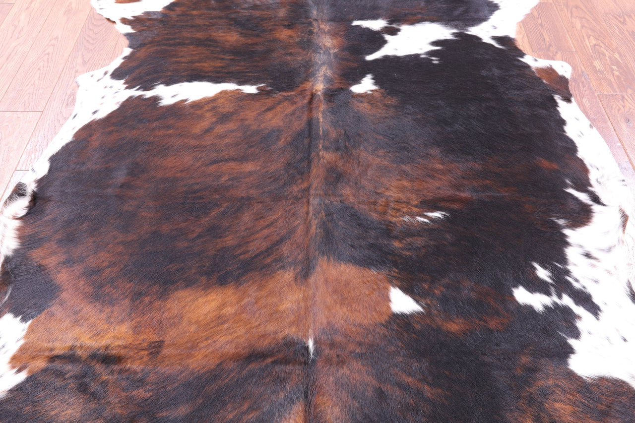 Brindle Tricolor Natural Cowhide Rug - Large 6'11"H x 5'8"W