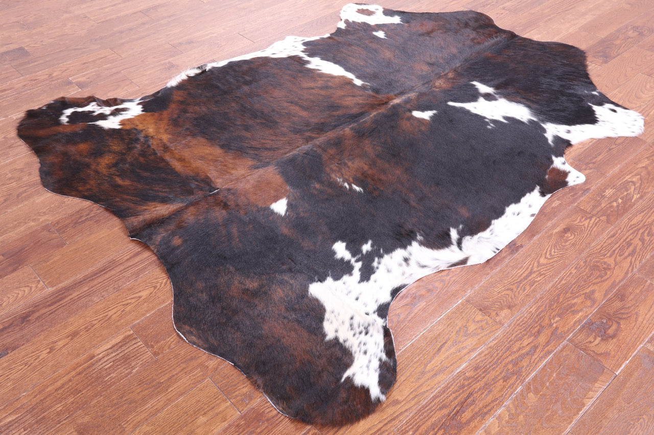 Brindle Tricolor Natural Cowhide Rug - Large 6'11"H x 5'8"W