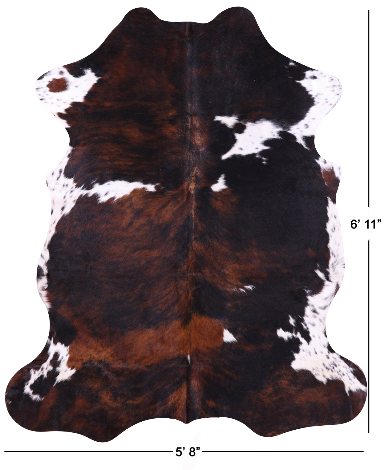 Brindle Tricolor Natural Cowhide Rug - Large 6'11"H x 5'8"W