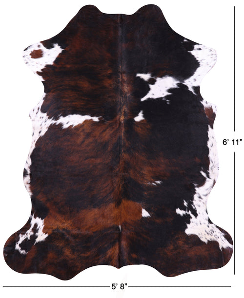 Brindle Tricolor Natural Cowhide Rug - Large 6'11