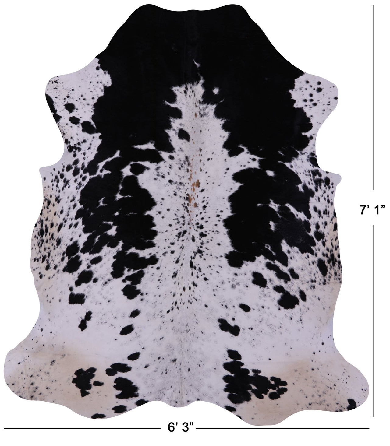 Black & White Natural Cowhide Rug - Large 7'1"H x 6'3"W