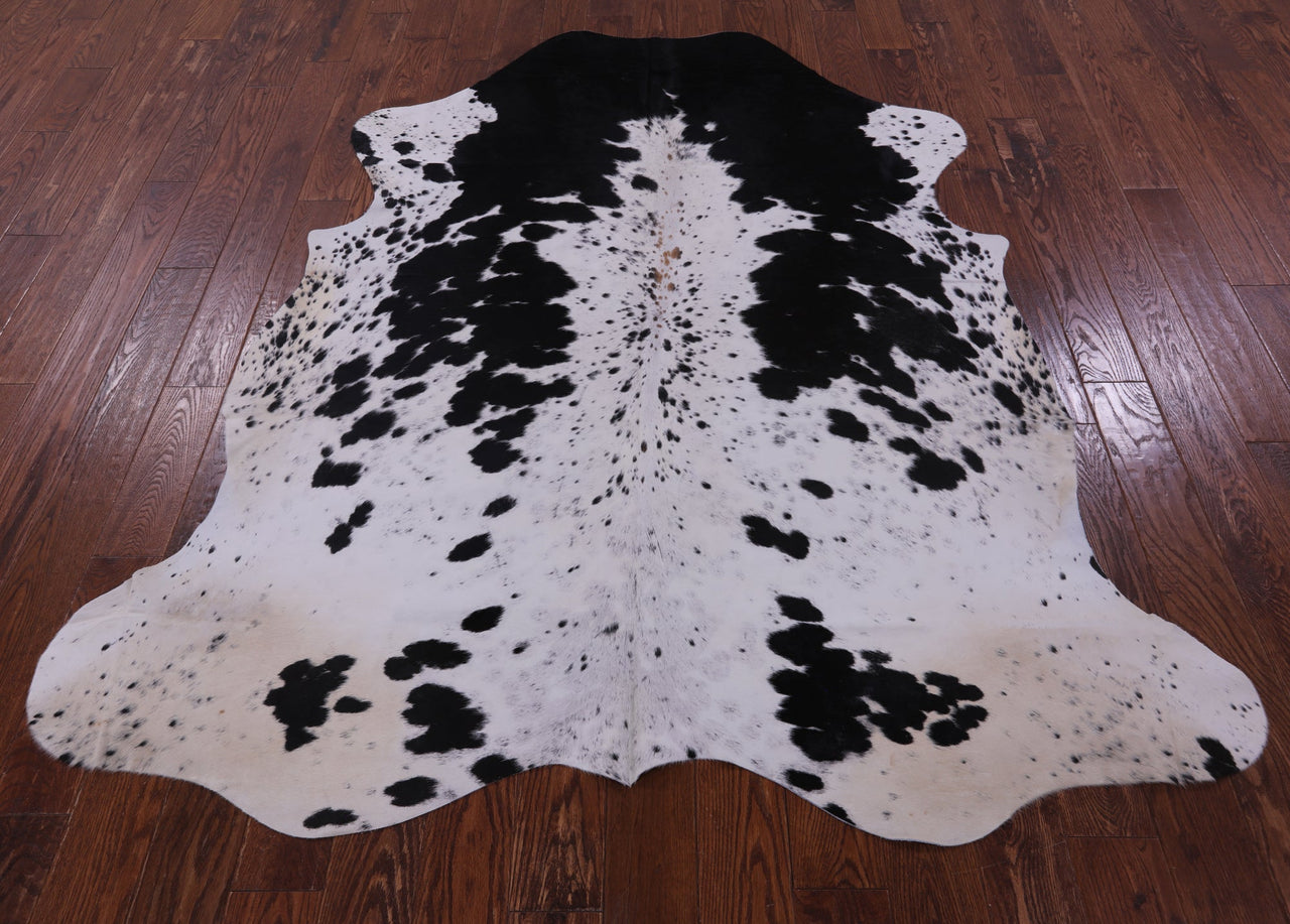 Black & White Natural Cowhide Rug - Large 7'1"H x 6'3"W