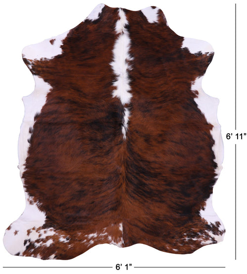 Brindle Brown & White Natural Cowhide Rug - Large 6'11
