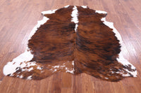 Thumbnail for Brindle Brown & White Natural Cowhide Rug - Large 6'11