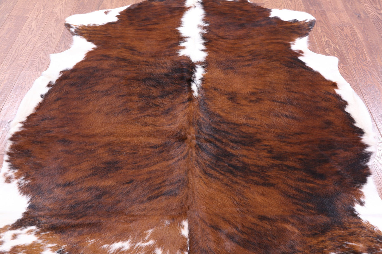 Brindle Brown & White Natural Cowhide Rug - Large 6'11"H x 6'1"W