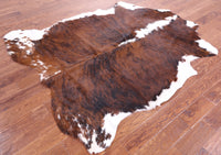 Thumbnail for Brindle Brown & White Natural Cowhide Rug - Large 6'11