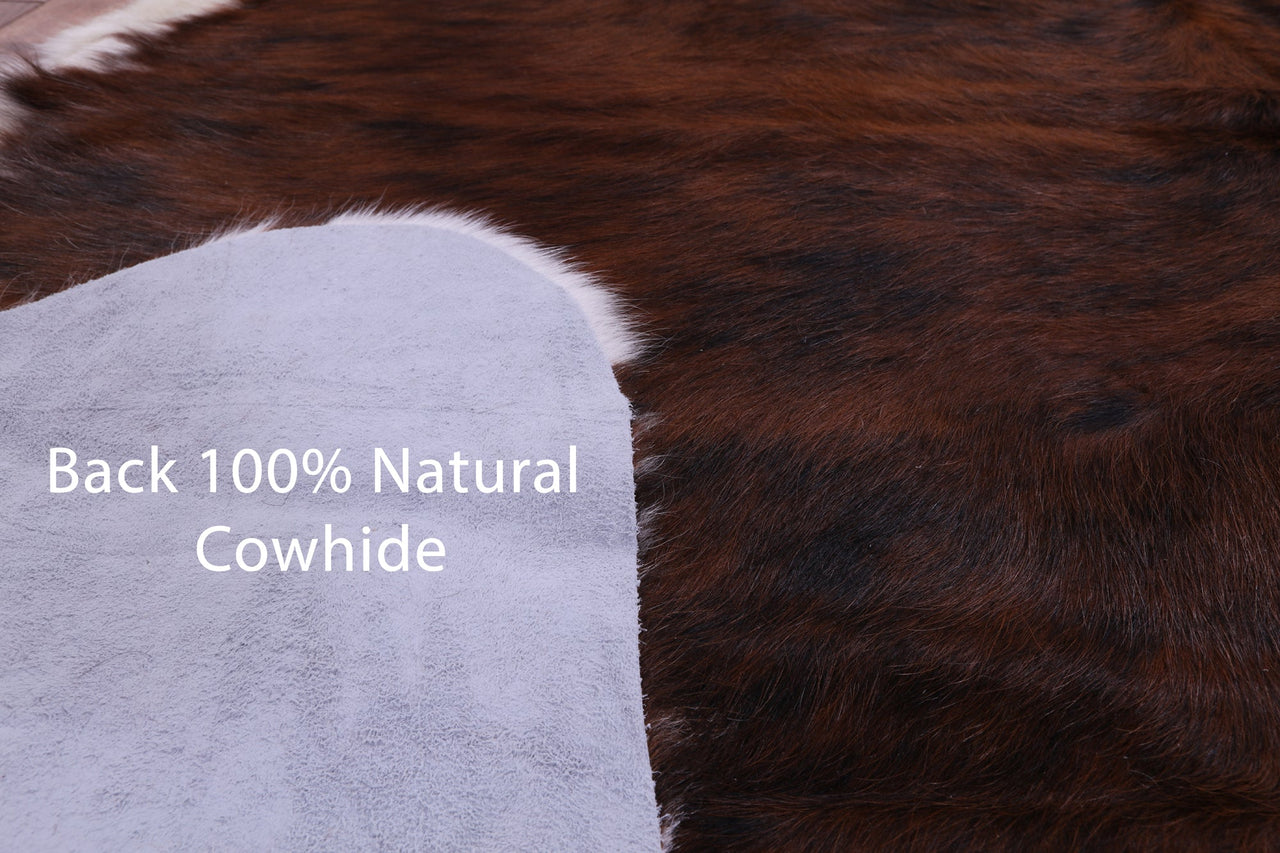 Brindle Brown & White Natural Cowhide Rug - Large 6'11"H x 6'1"W