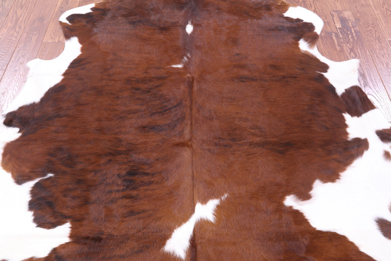 Brown & White Natural Cowhide Rug - XLarge 7'3"H x 6'5"W