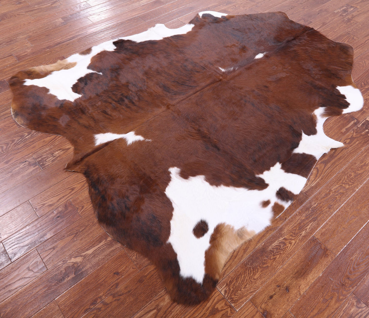 Brown & White Natural Cowhide Rug - XLarge 7'3"H x 6'5"W