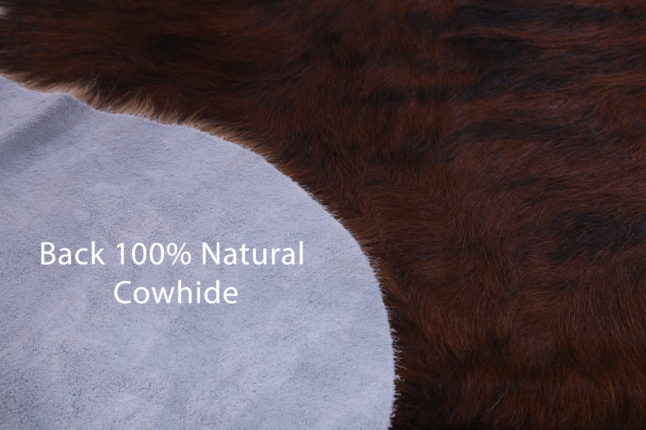 Brown & White Natural Cowhide Rug - XLarge 7'3"H x 6'5"W