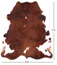 Thumbnail for Brown & White Natural Cowhide Rug - XLarge 7'3