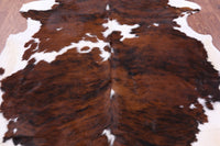 Thumbnail for Brindle Brown & White Natural Cowhide Rug - Large 7'7