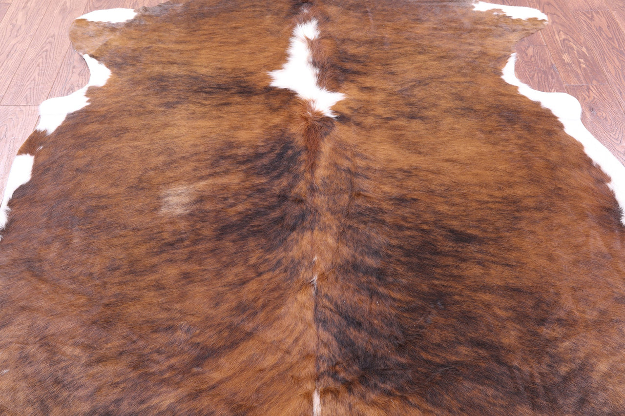 Brindle Brown & White Natural Cowhide Rug - Large 7'0"H x 6'4"W