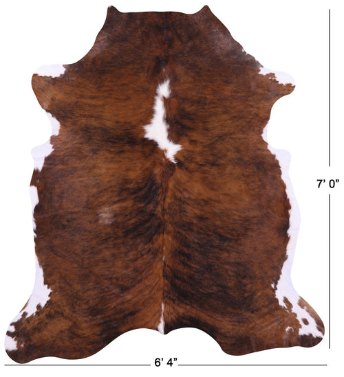 Brindle Brown & White Natural Cowhide Rug - Large 7'0