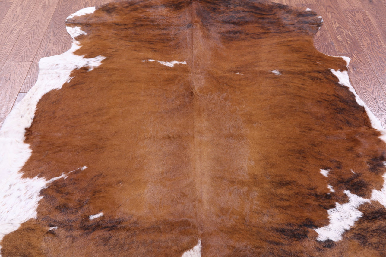 Brindle Brown & White Natural Cowhide Rug - Large 7'2"H x 6'1"W