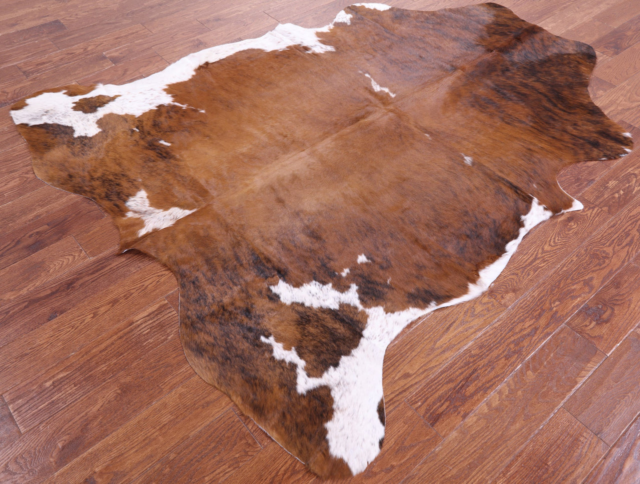 Brindle Brown & White Natural Cowhide Rug - Large 7'2"H x 6'1"W