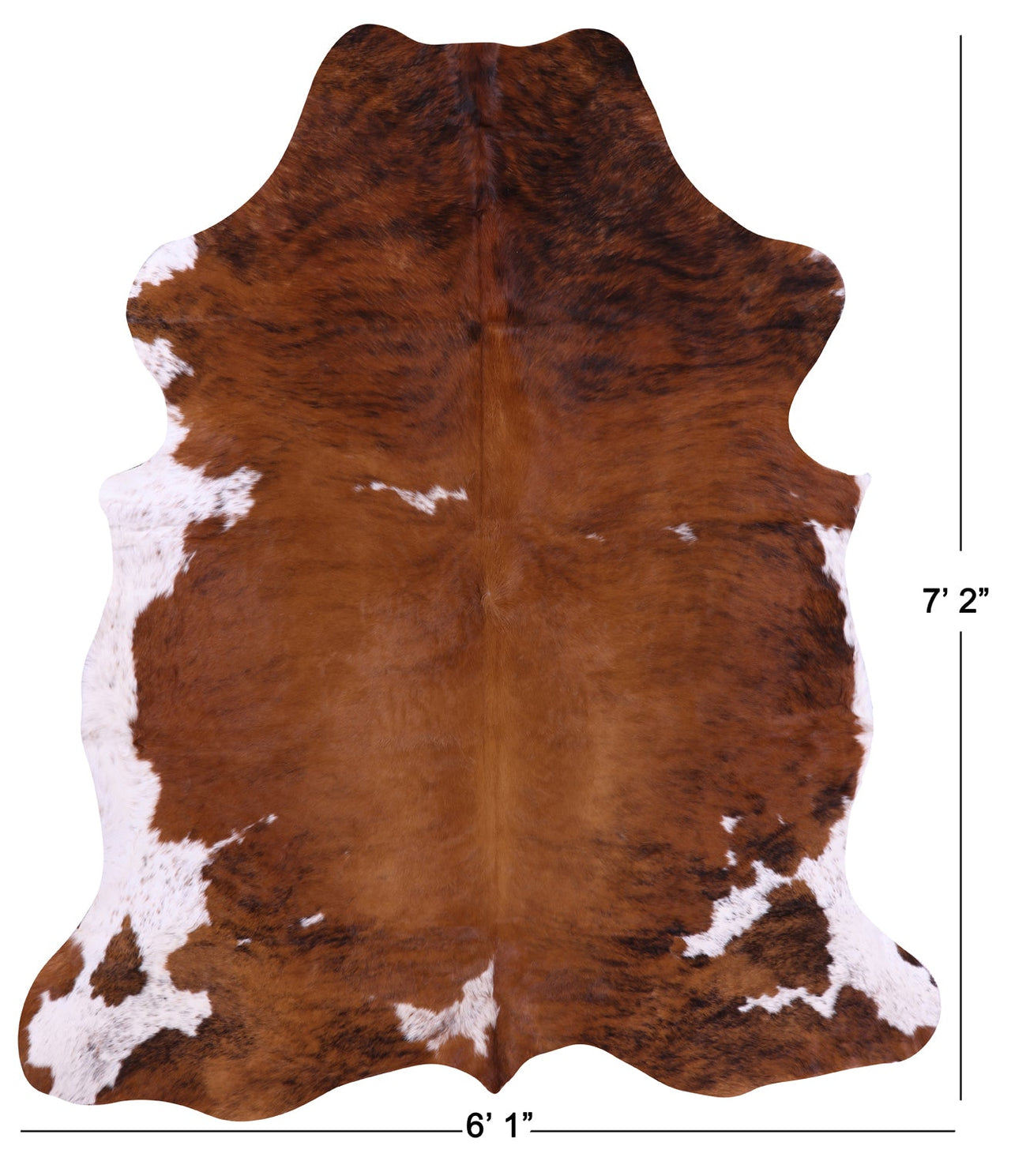 Brindle Brown & White Natural Cowhide Rug - Large 7'2"H x 6'1"W