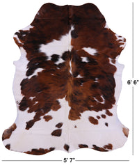 Thumbnail for Brown & White Natural Cowhide Rug - Large 6'6