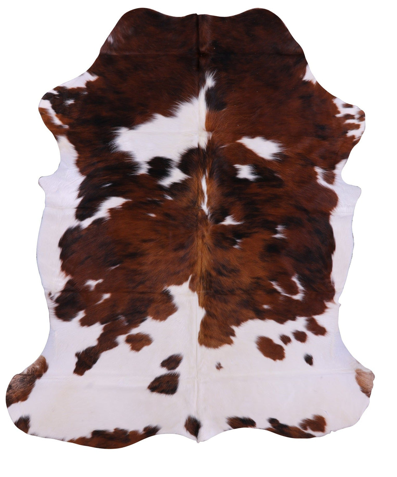 Brown & White Natural Cowhide Rug - Large 6'6"H x 5'7"W