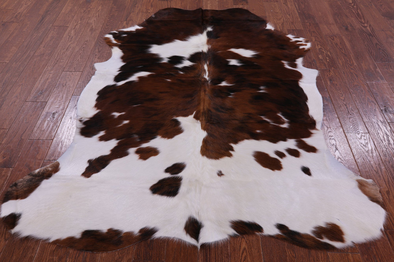 Brown & White Natural Cowhide Rug - Large 6'6"H x 5'7"W