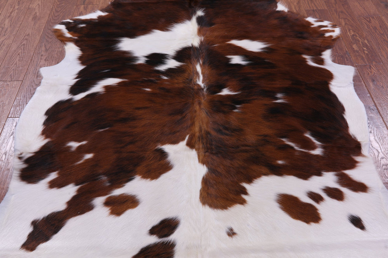 Brown & White Natural Cowhide Rug - Large 6'6"H x 5'7"W