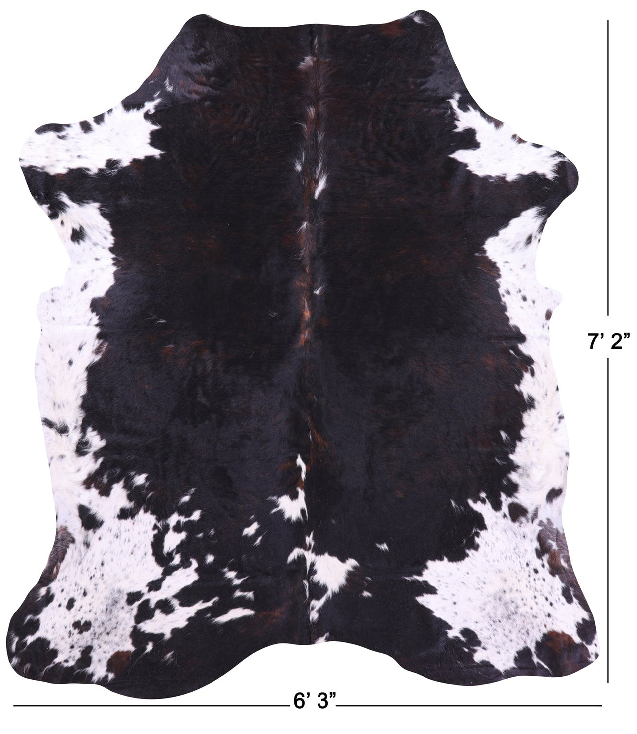 Black & White Natural Cowhide Rug - Large 7'2"H x 6'3"W