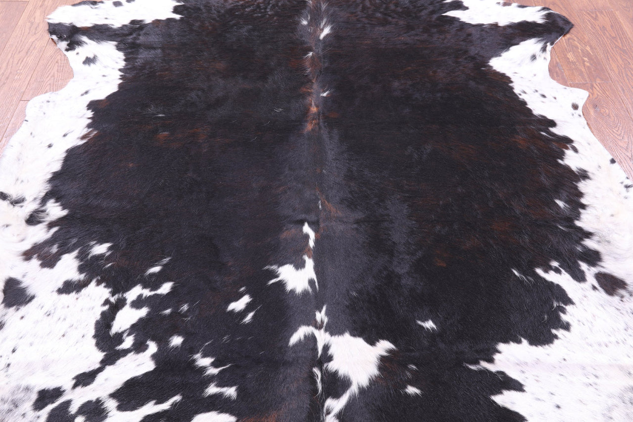 Black & White Natural Cowhide Rug - Large 7'2"H x 6'3"W