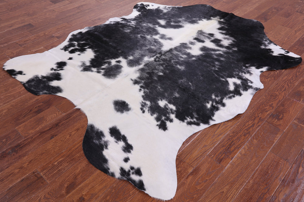 Black & White Natural Cowhide Rug - XLarge 7'7"H x 6'0"W