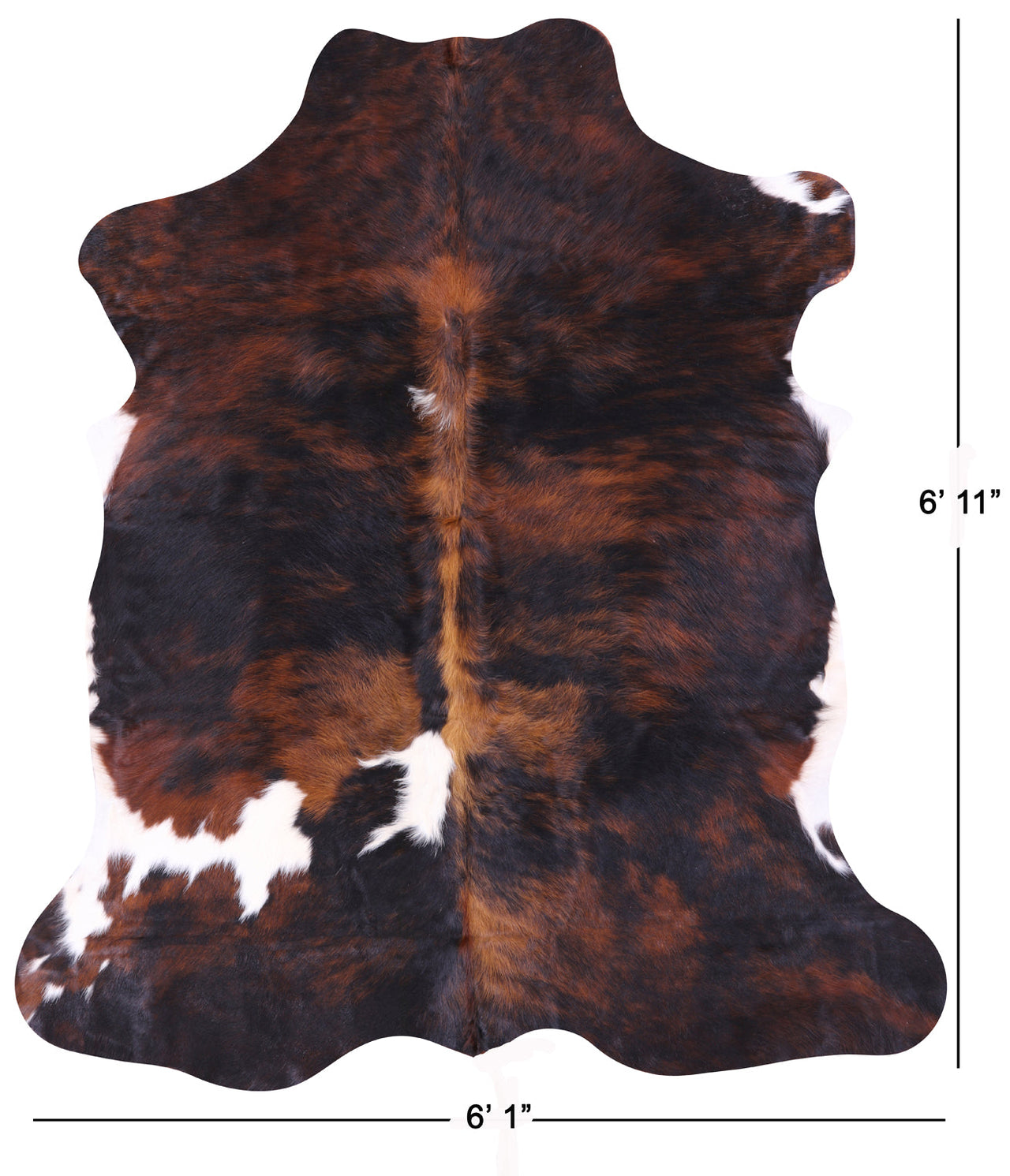 Brindle Tricolor Natural Cowhide Rug - Large 6'11"H x 6'1"W