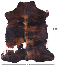 Thumbnail for Brindle Tricolor Natural Cowhide Rug - Large 6'11