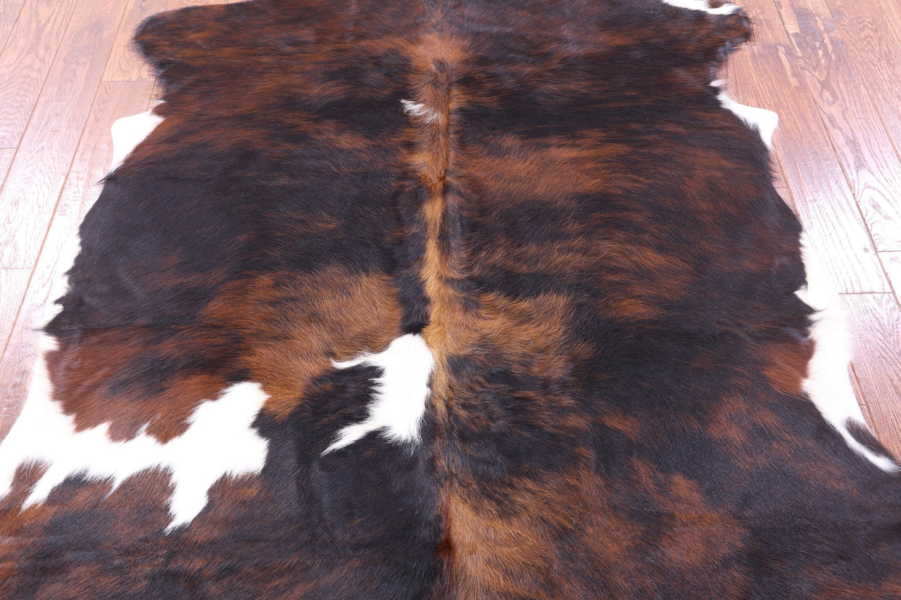 Brindle Tricolor Natural Cowhide Rug - Large 6'11"H x 6'1"W