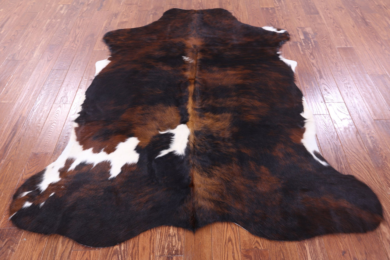 Brindle Tricolor Natural Cowhide Rug - Large 6'11"H x 6'1"W