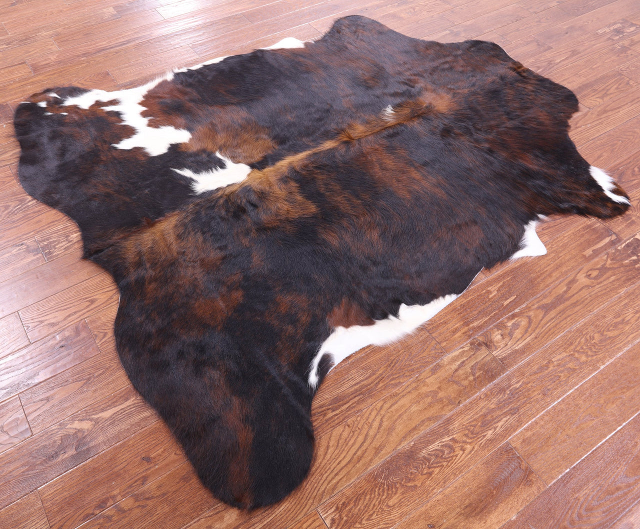 Brindle Tricolor Natural Cowhide Rug - Large 6'11"H x 6'1"W