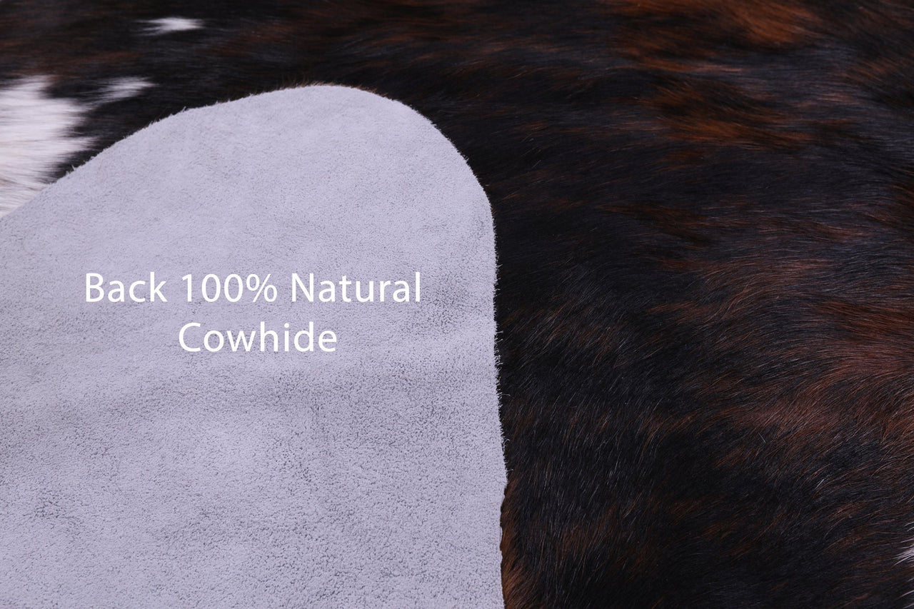 Tricolor Natural Cowhide Rug - Large 7'0"H x 6'10"W