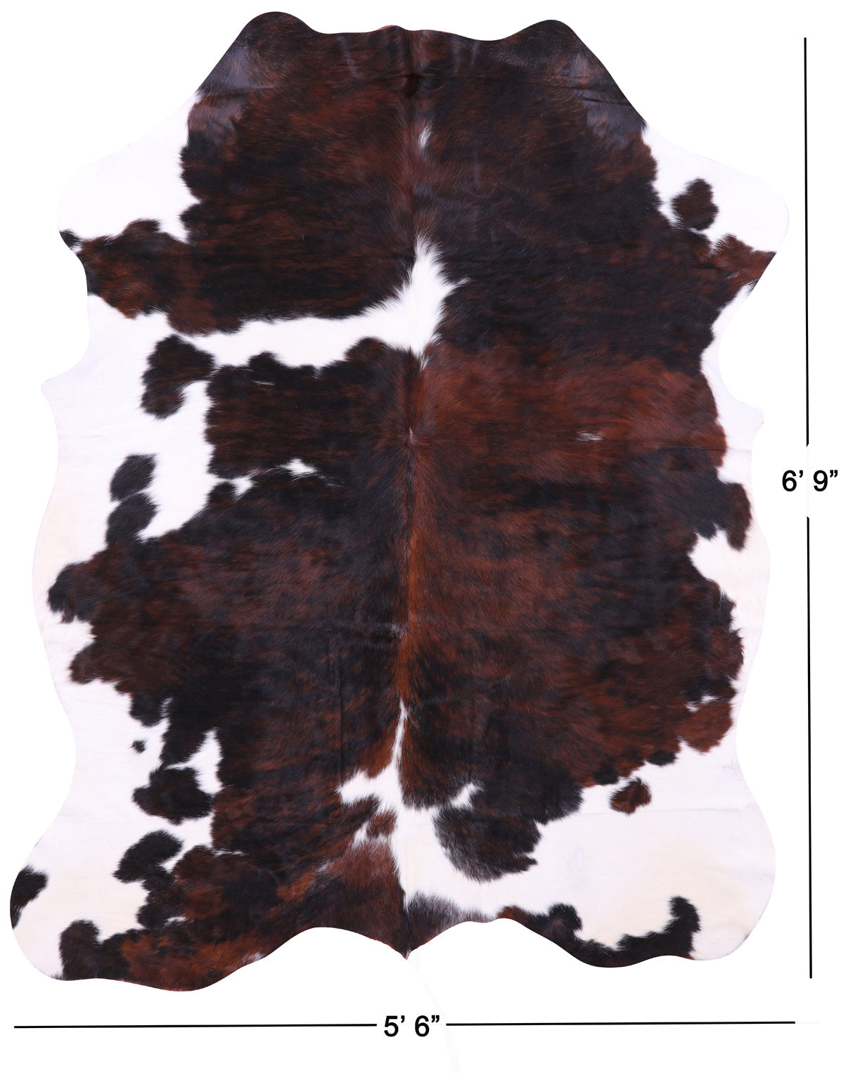 Tricolor Natural Cowhide Rug - Large 6'9"H x 5'6"W