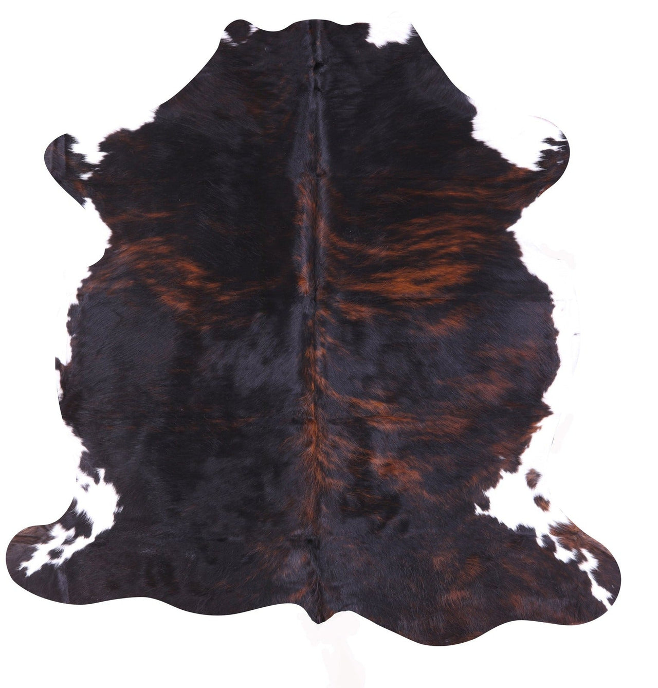 Brindle Tricolor Natural Cowhide Rug - Large 6'8"H x 6'6"W