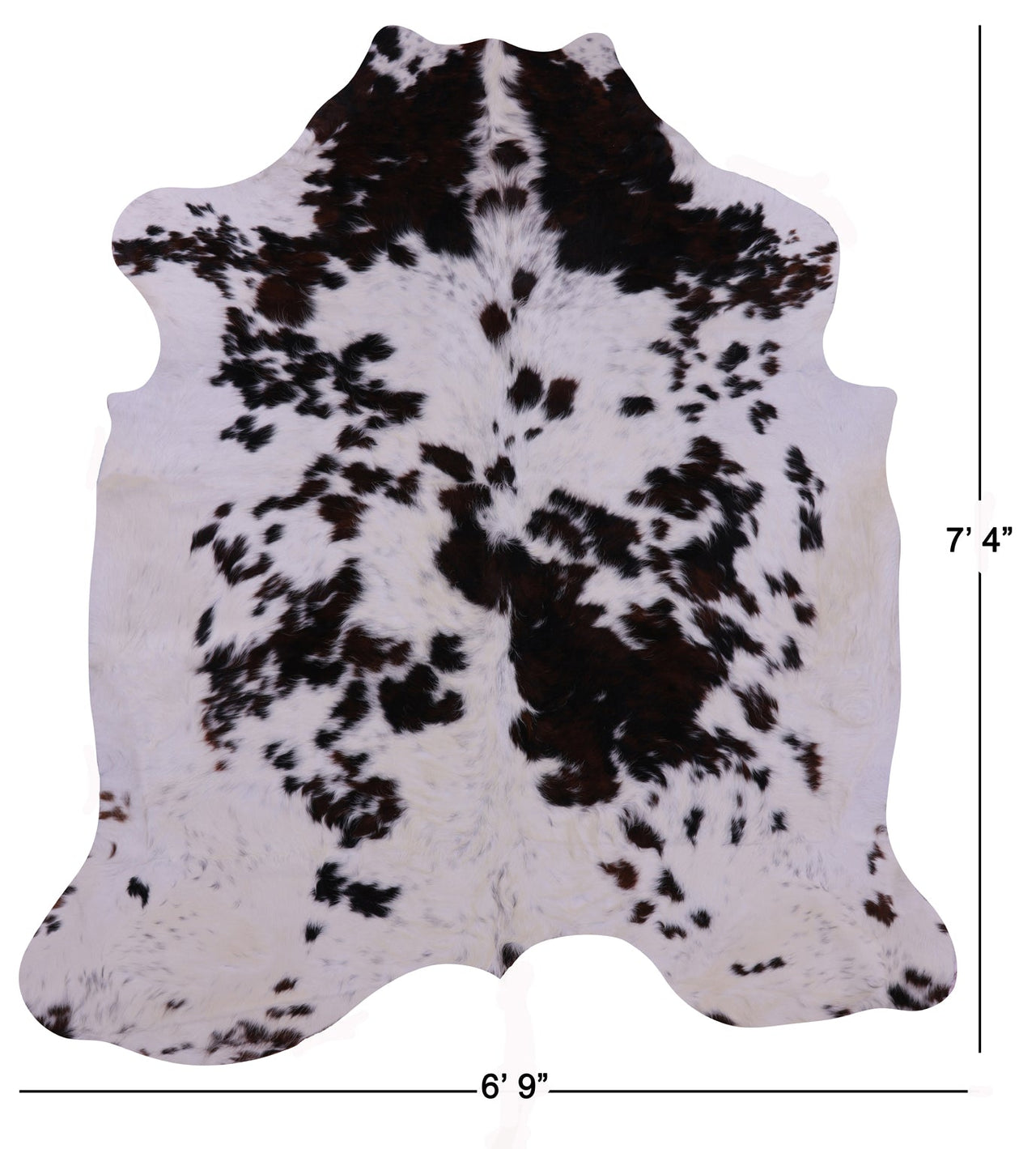 Black & White Natural Cowhide Rug - XLarge 7'4"H x 6'9"W