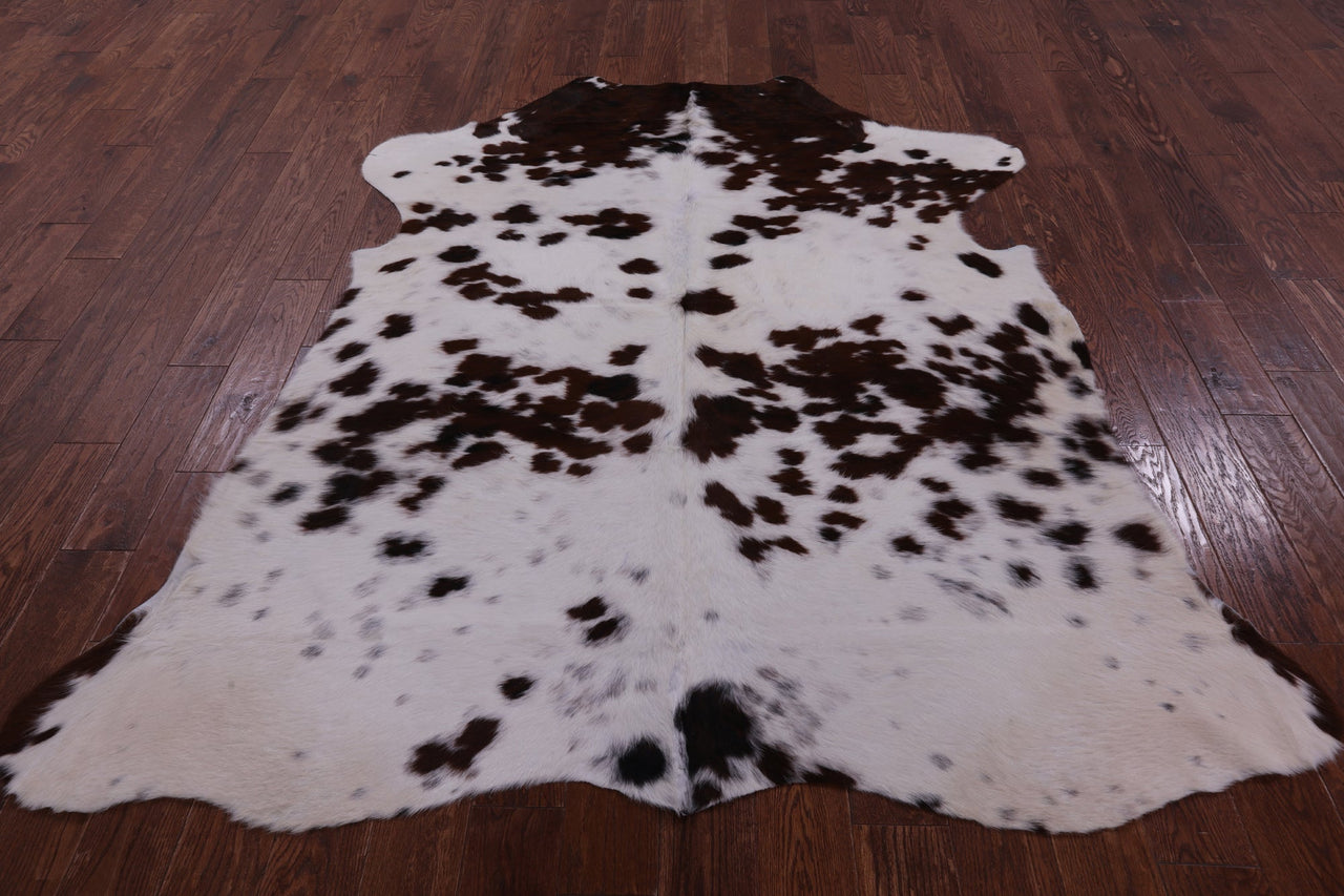 Brown & White Natural Cowhide Rug - XLarge 7'1"H x 6'4"W