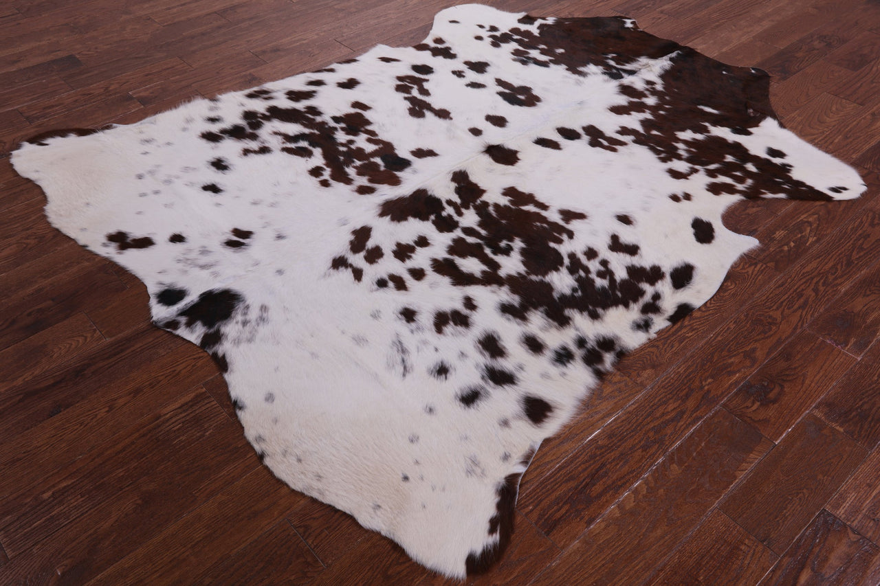 Brown & White Natural Cowhide Rug - XLarge 7'1"H x 6'4"W