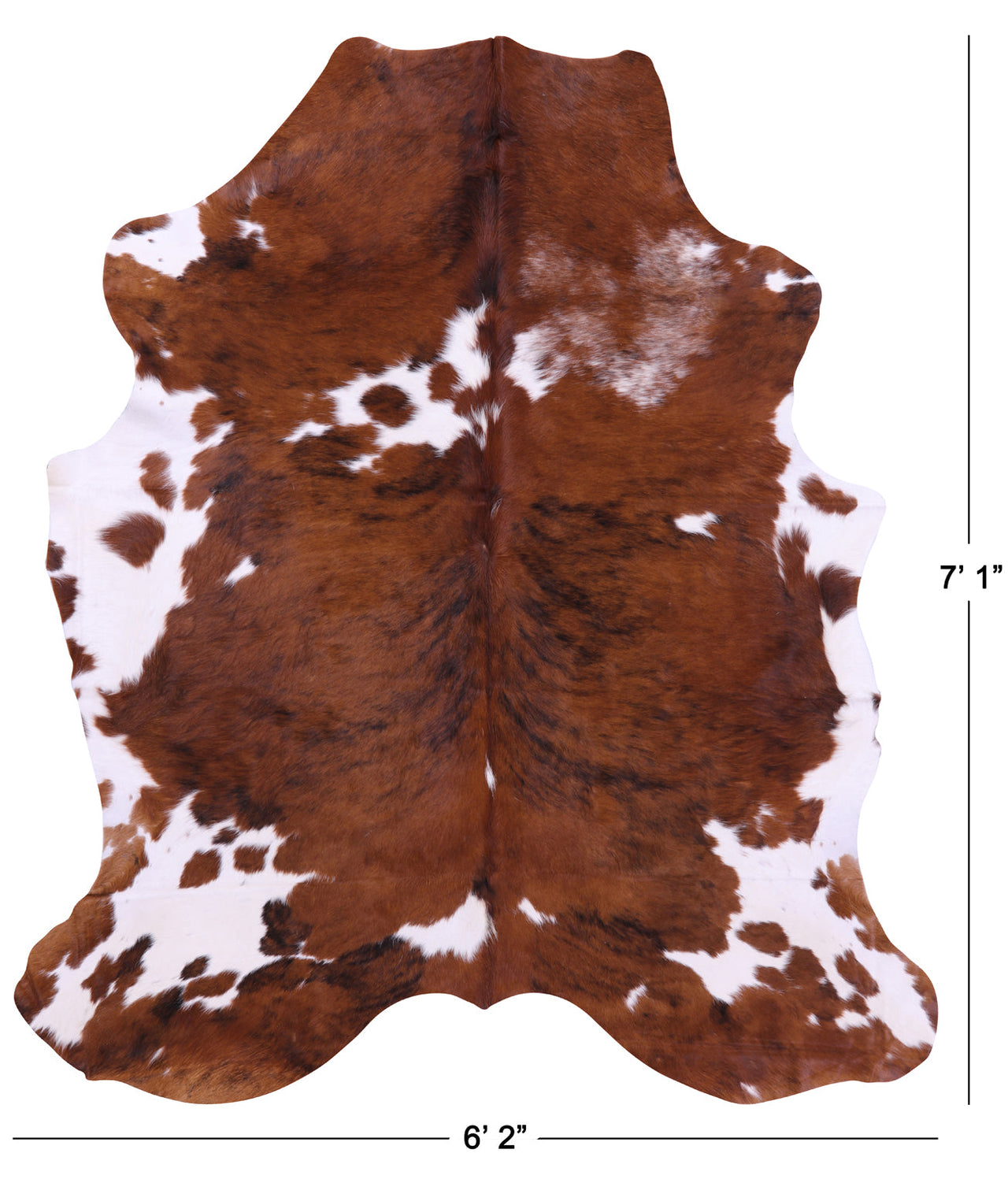 Brown & White Natural Cowhide Rug - Large 7'1"H x 6'2"W