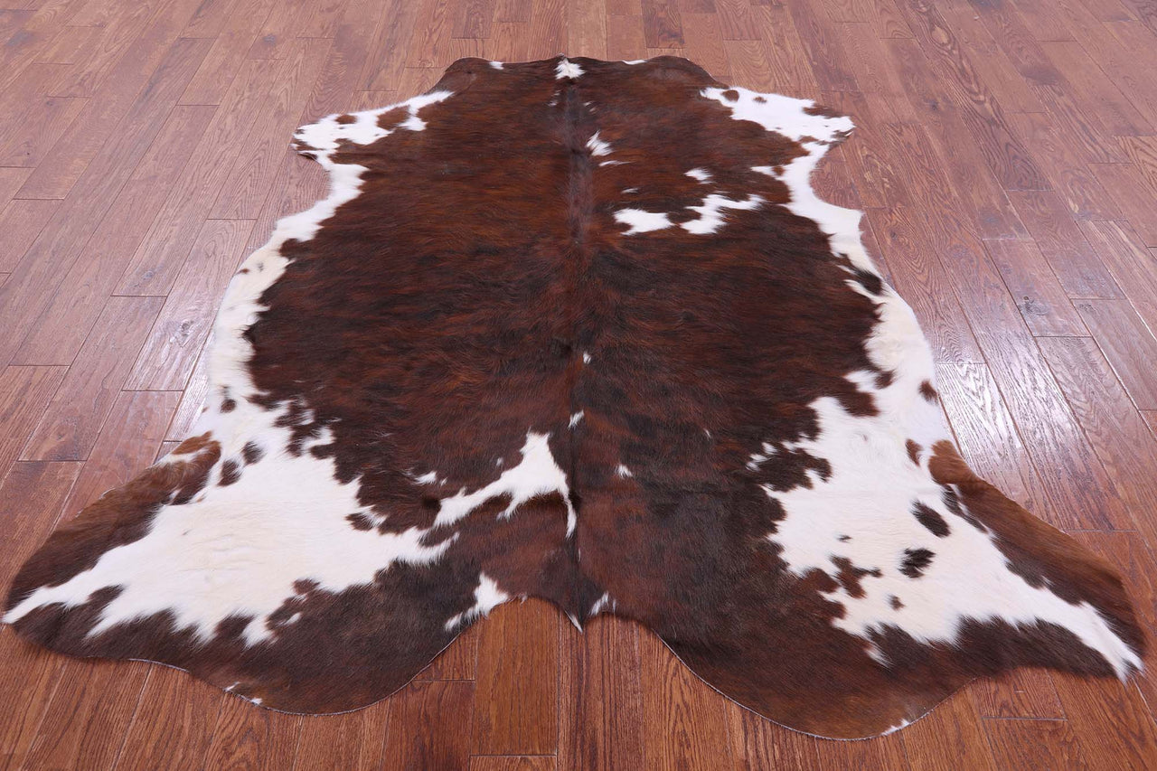 Brindle Brown & White Natural Cowhide Rug - XLarge 7'0"H x 6'1"W