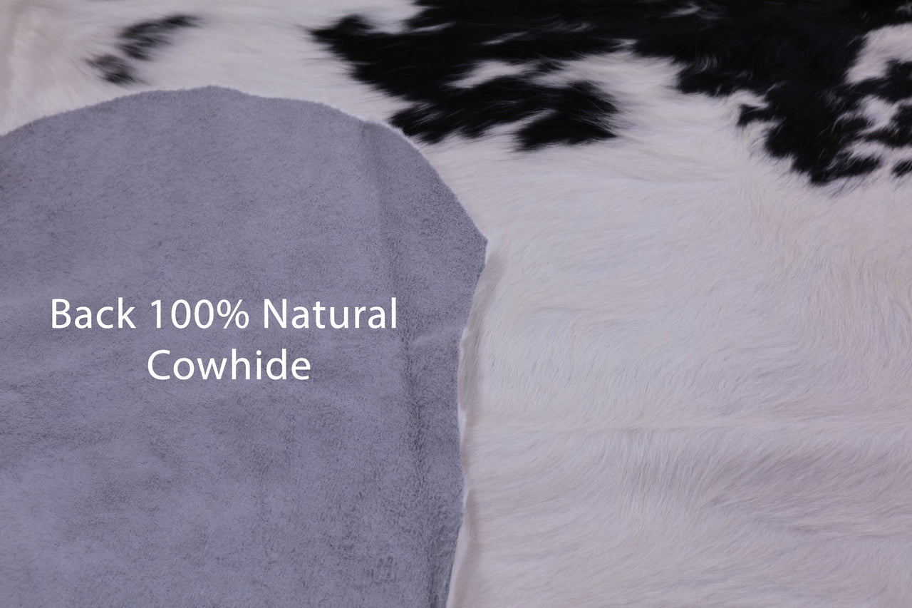 Black & White Natural Cowhide Rug - Large 7'1"H x 6'10"W