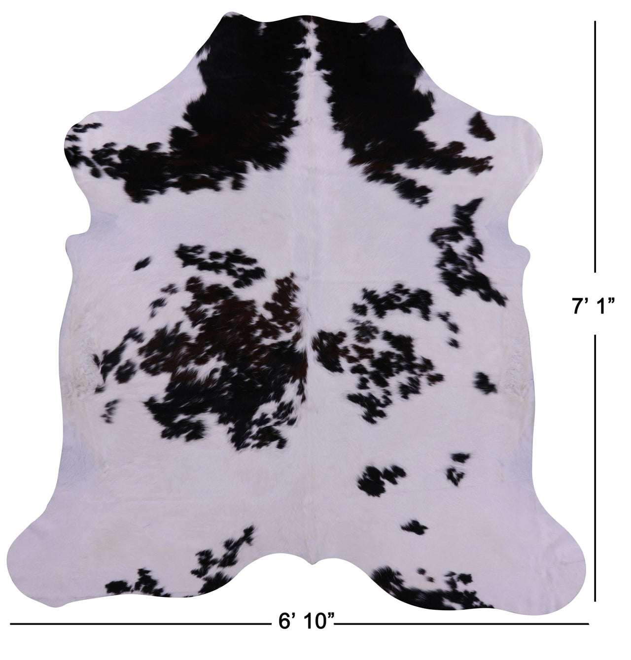 Black & White Natural Cowhide Rug - Large 7'1"H x 6'10"W