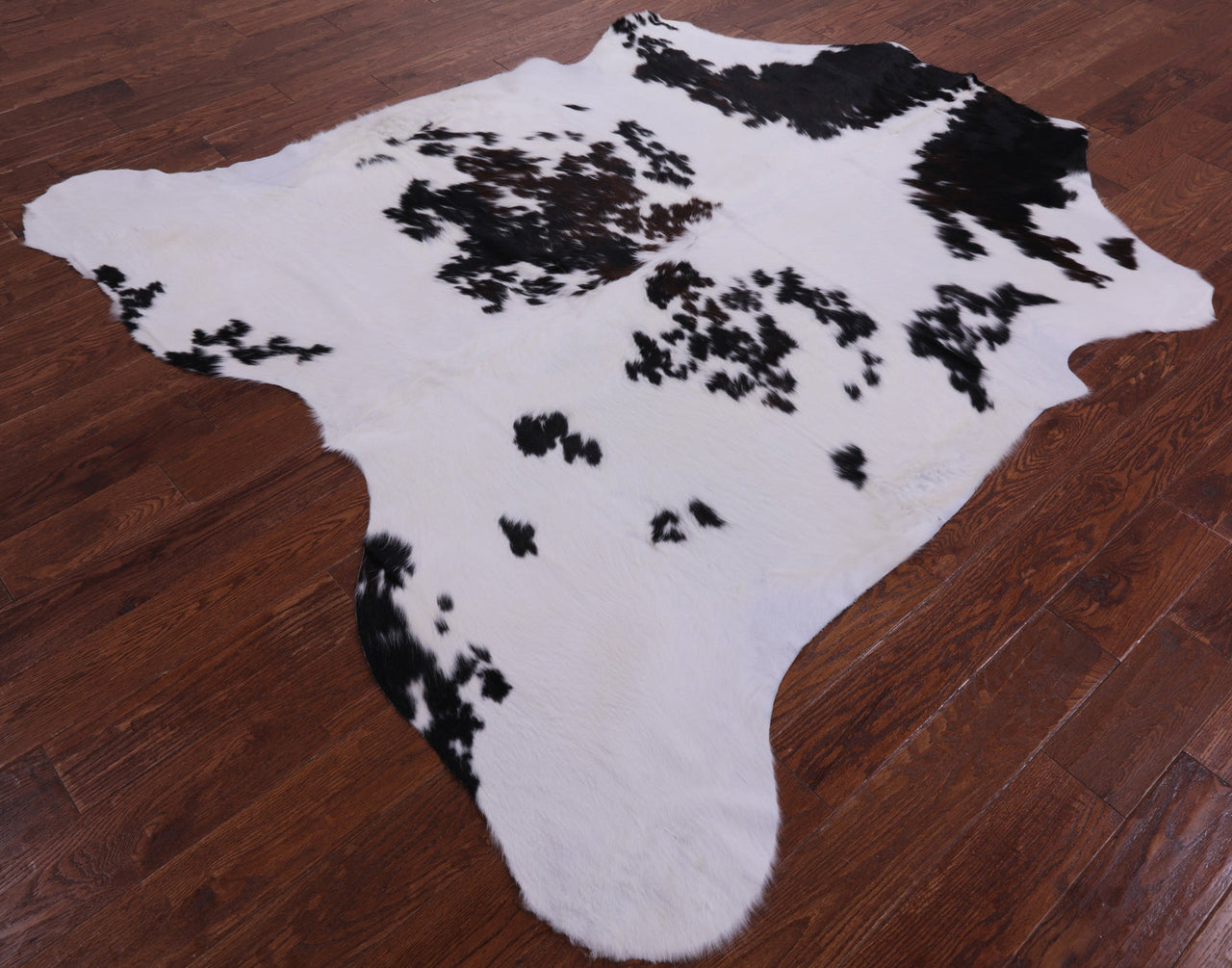 Black & White Natural Cowhide Rug - XLarge 7'1"H x 6'10"W